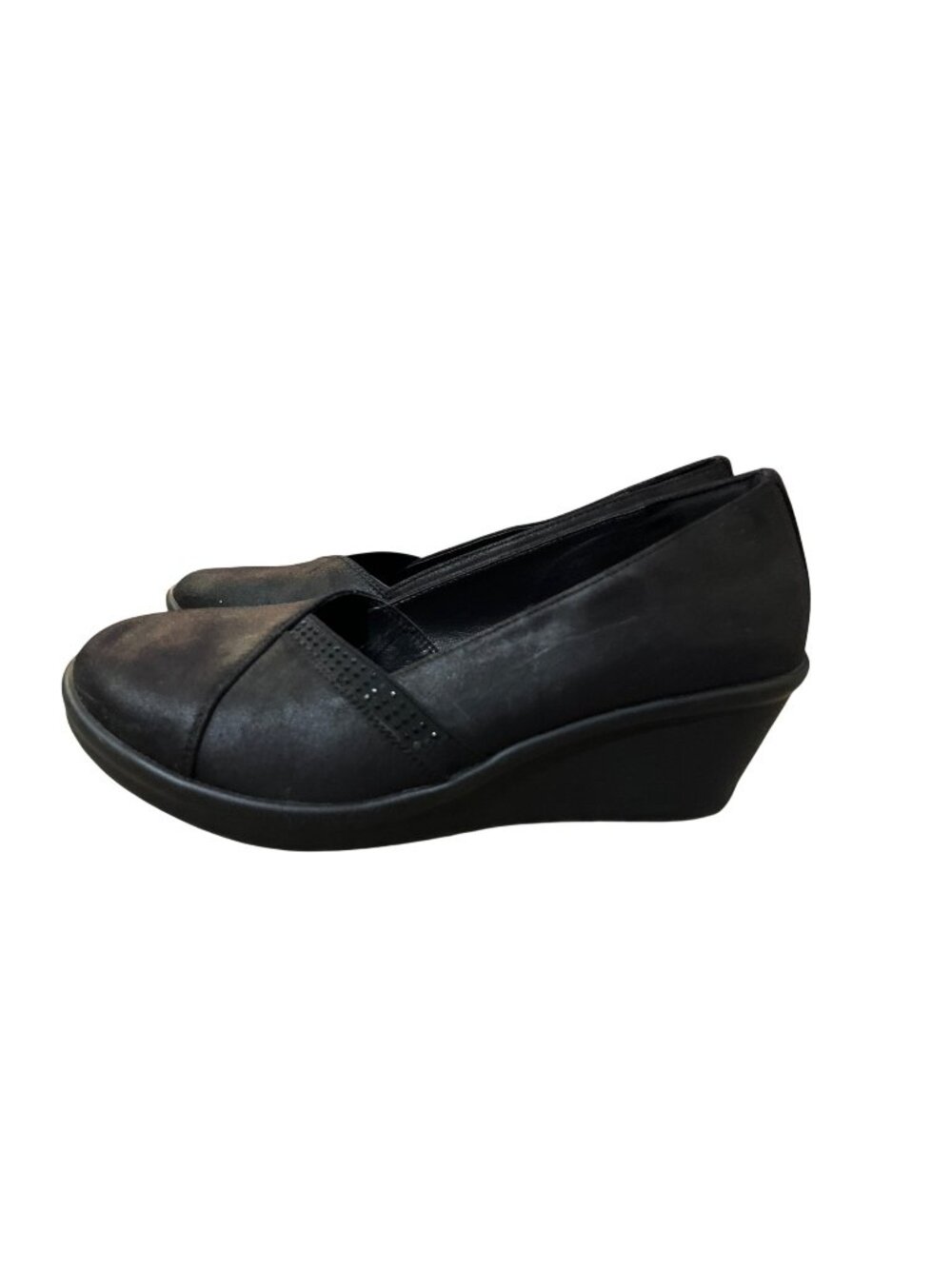 Skechers 44795 Womens 11 Black Rhinestone Wedge Pumps Air Cooled Memory Foam Use